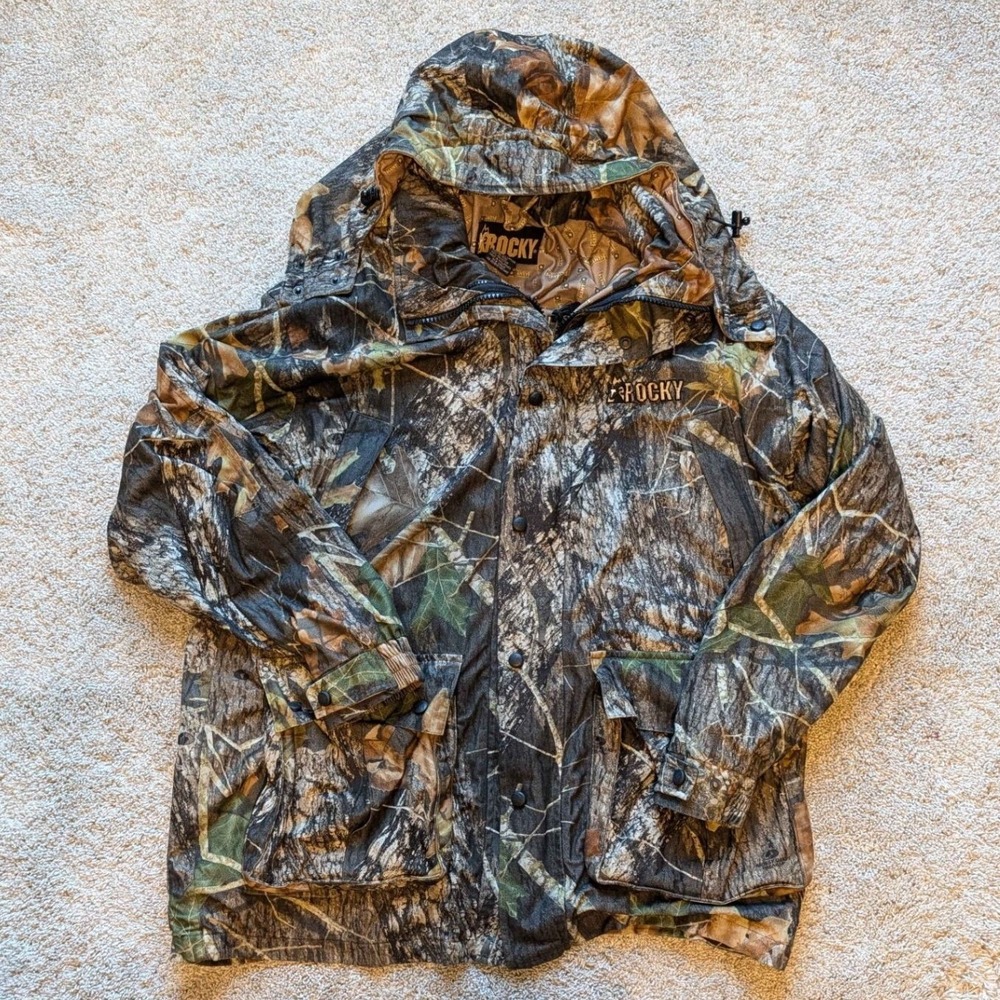 Rocky Hunting Jacket Mens Large Camo Mossy Oak ScentIQ Waterproof Hooded Parka